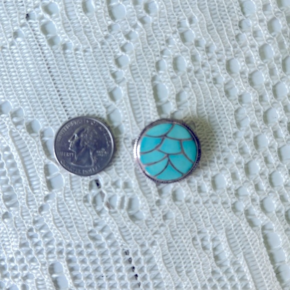 Native American  turquoise STERLING SILVER necklace pendant and pin marked STM - Picture 2 of 7